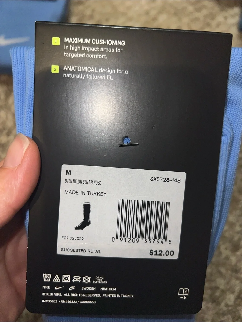 NWT! Nike Classic Cushion Knee High Athletic Socks- Light Blue with White Swoosh